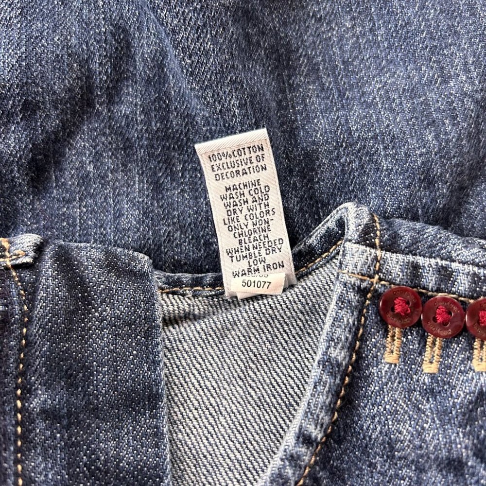 Vintage GAP Girls Dress Size 3T Patchwork Denim Jumper Jean 90s Y2K Overall - Picture 7 of 12